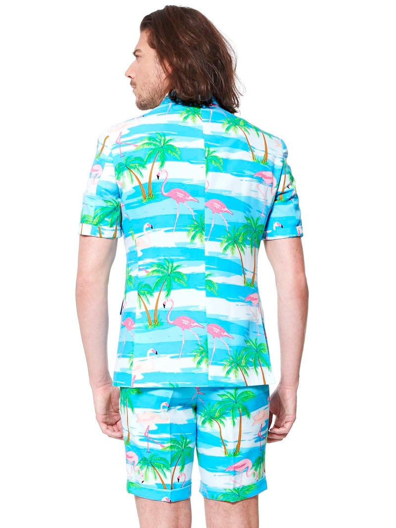 Opposuits Men's Summer Suit - Tropical Flamingo Outfit - Slim Fit - Includes Short Sleeved Blazer - Shorts - and Tie - Image 2